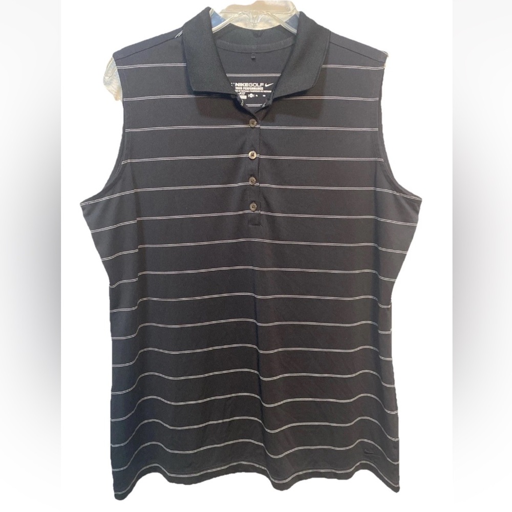 Nike Golf Tour Performance Dri Fit Polo Womens X Large Black  Stripe Sleeveless